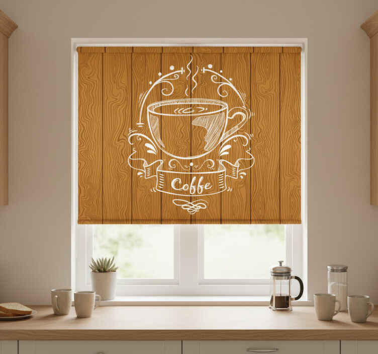 Persiana enrollable para cocina paneles de madera café - TenVinilo