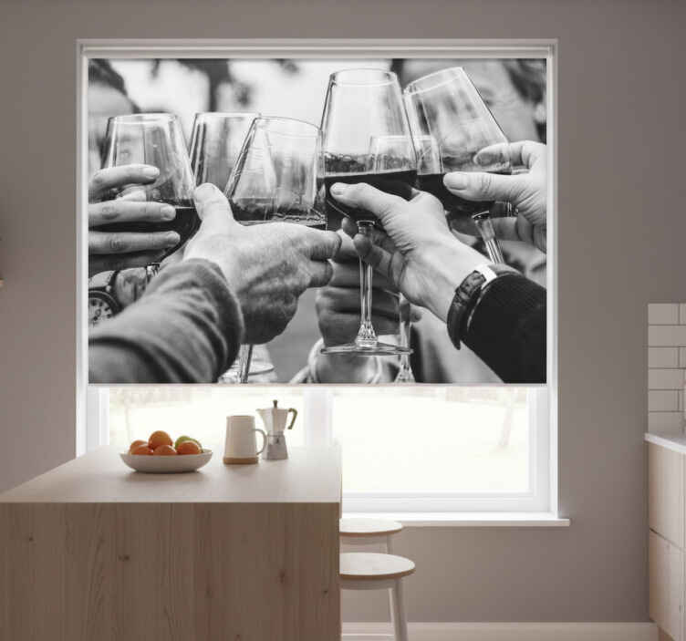 Kitchen roller blind toasting glasses - TenStickers