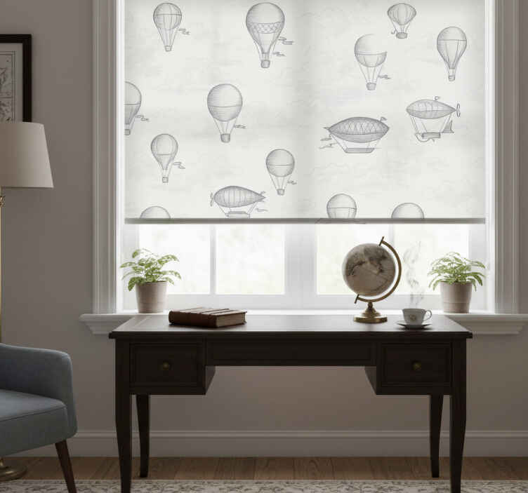 Gray roller blind vintage skies and airships - TenStickers