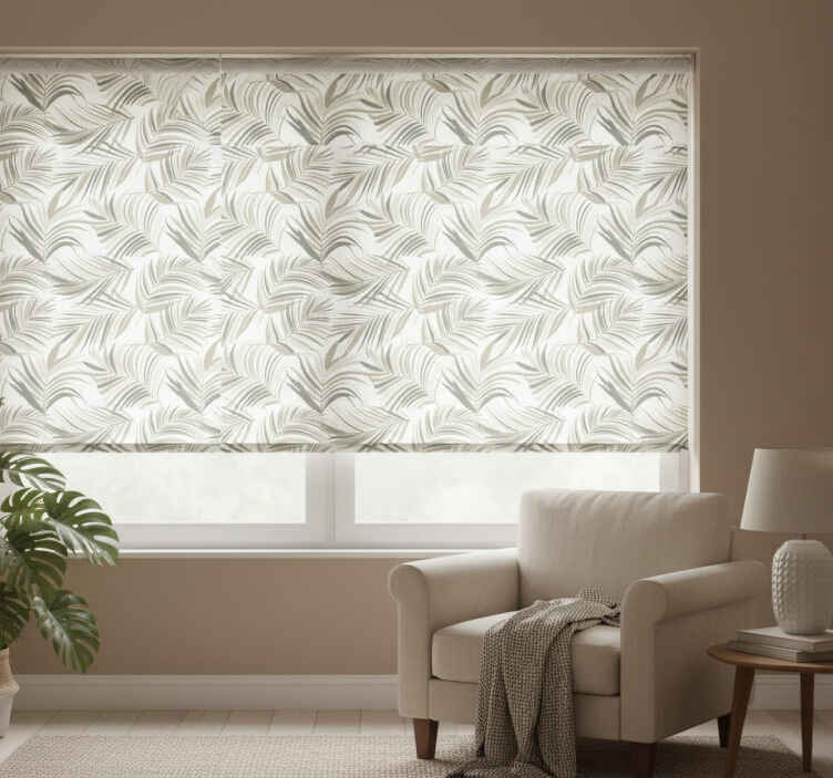 Store enrouleur gris avec motifs de feuilles raffinés - TenStickers
