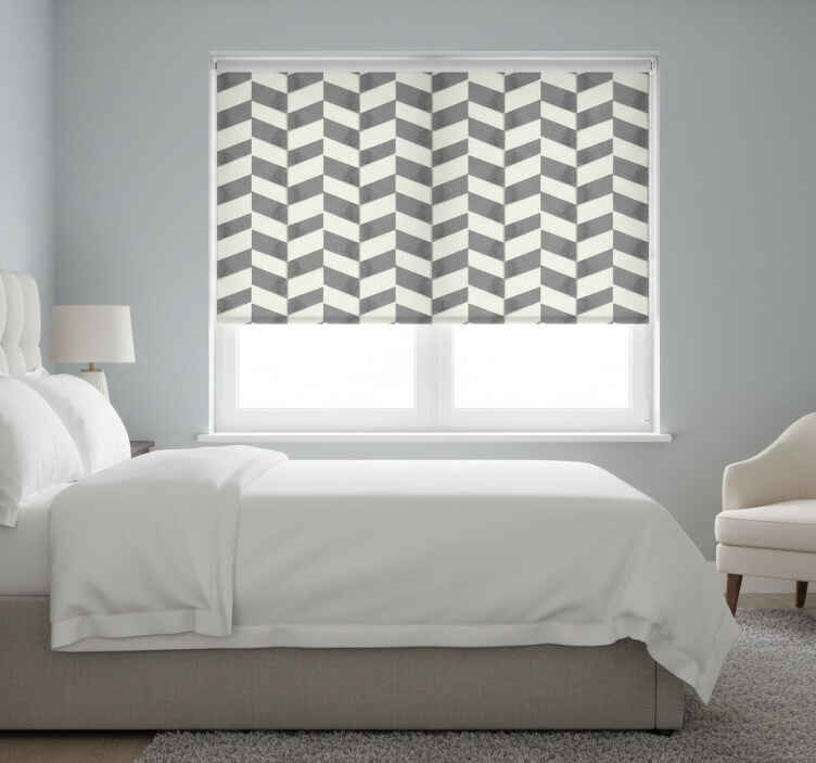 Gray roller blind in grey chevron pattern - TenStickers