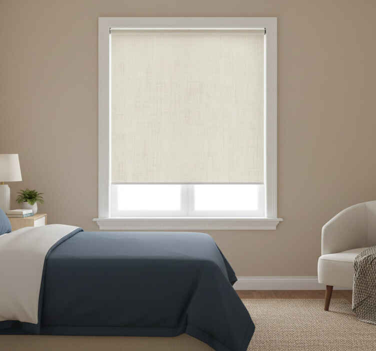 Gray roller blind with neutral linen texture - TenStickers