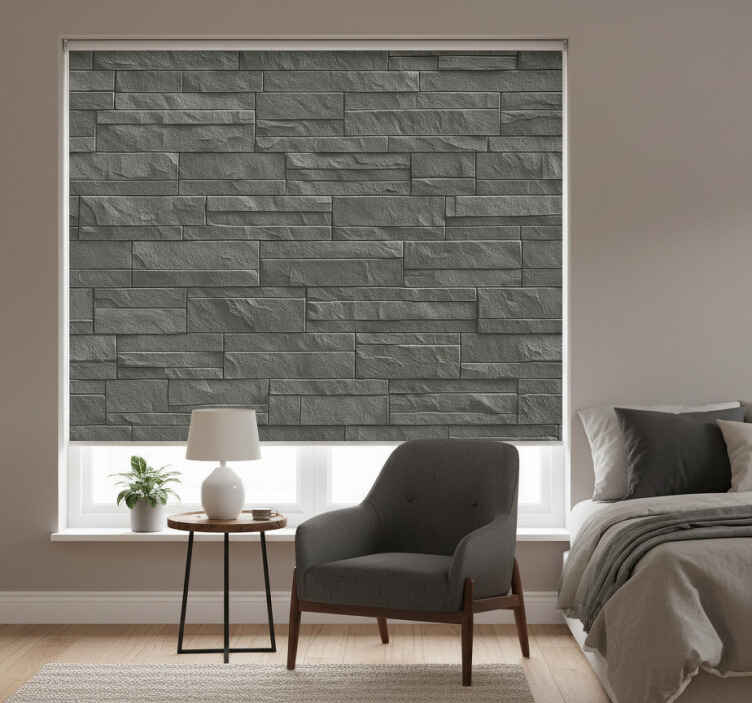 Gray roller blind charcoal ledge stone - TenStickers