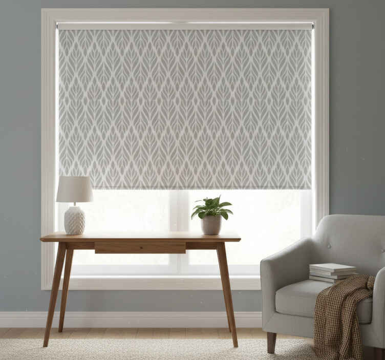 Gray roller blind with ethnic floral grey pattern - TenStickers