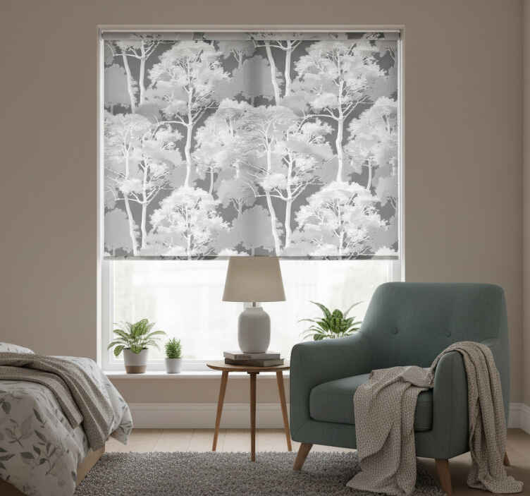 Gray roller blind with woodland design - TenStickers