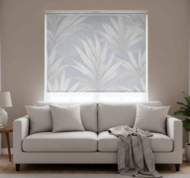 Gray roller blind with palm leaves design - TenStickers