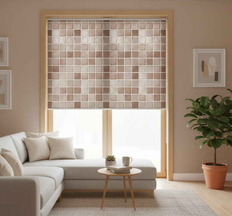 Beige rullaverho keraamiset neliöt kuviolla - Tenstickers