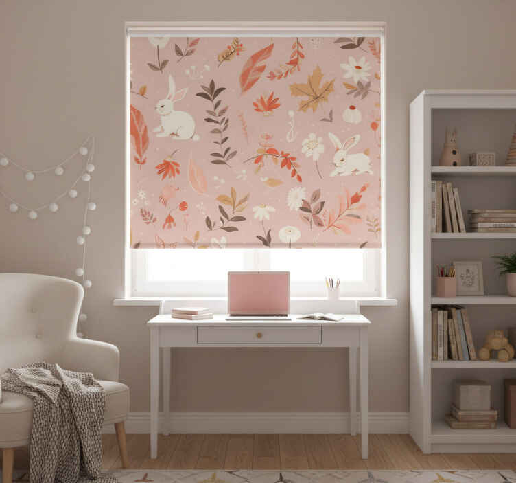 Pink roller blind autumn forest pattern - TenStickers