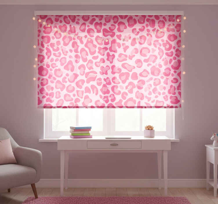 Pink roller blind in pink leopard print - TenStickers