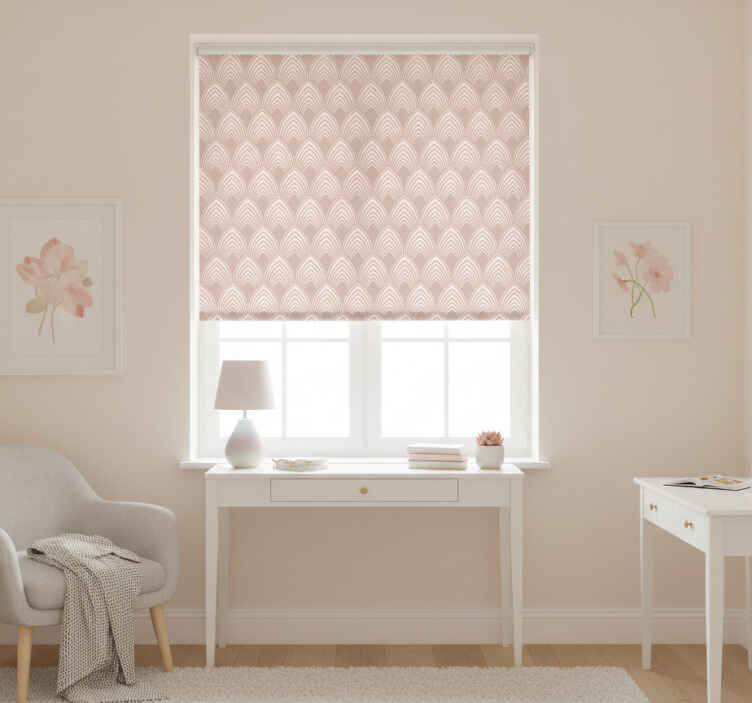 Pink roller blind with vintage geometric pattern - TenStickers