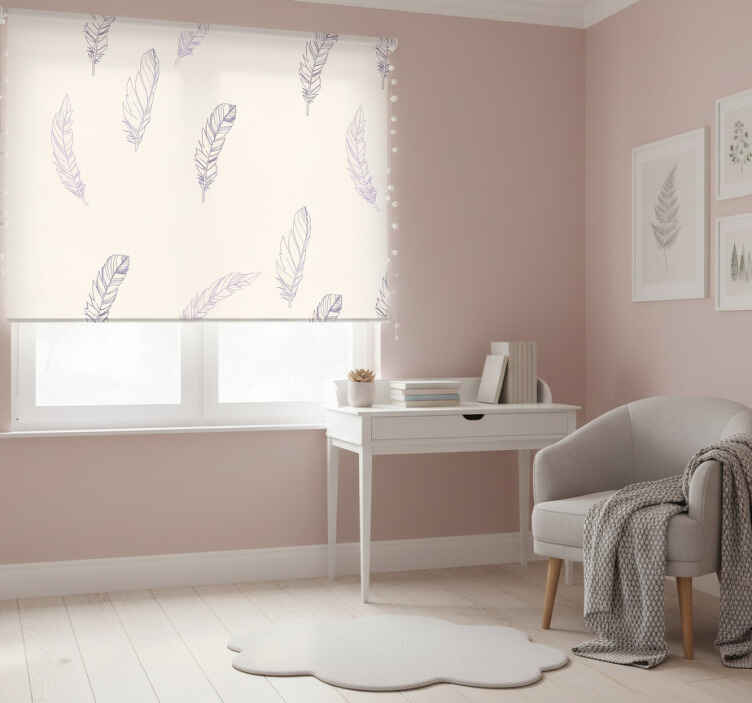 Pink roller blind feather pattern design - TenStickers