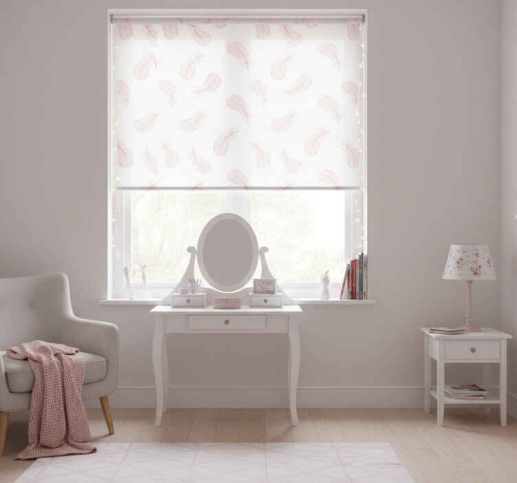 Pink roller blind with pink feather pattern - TenStickers