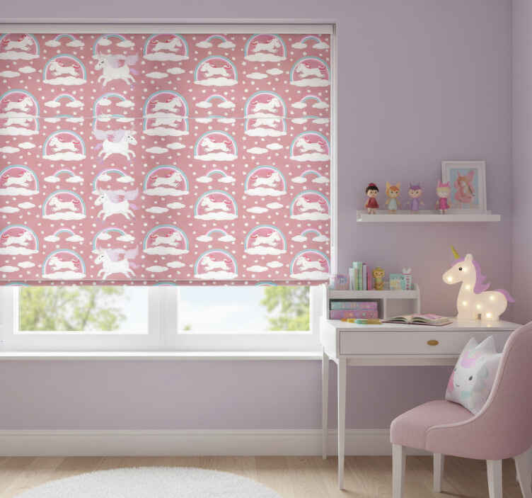 Pink roller blind magical unicorn design - TenStickers