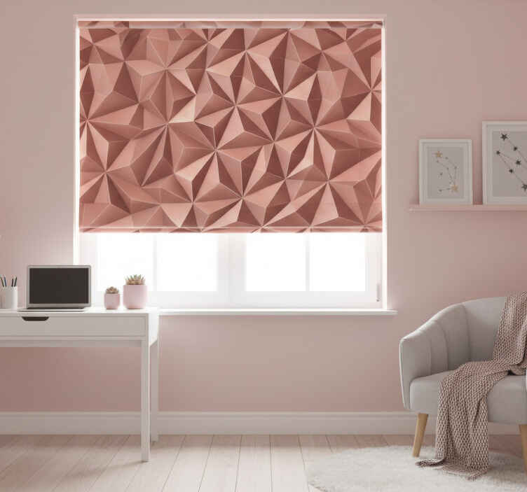 Pink roller blind with rose gold geometric foil - TenStickers