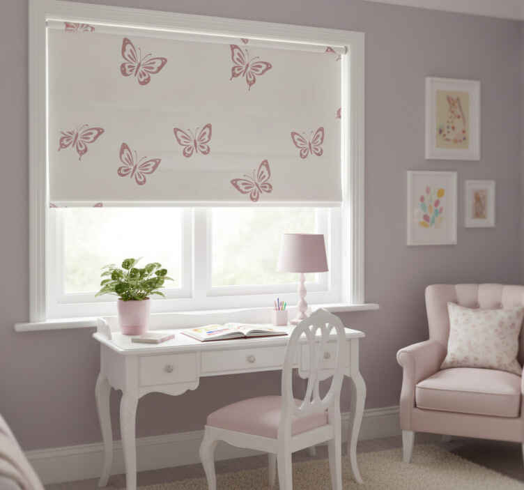 Pink roller blind whimsical flutter butterfly - TenStickers