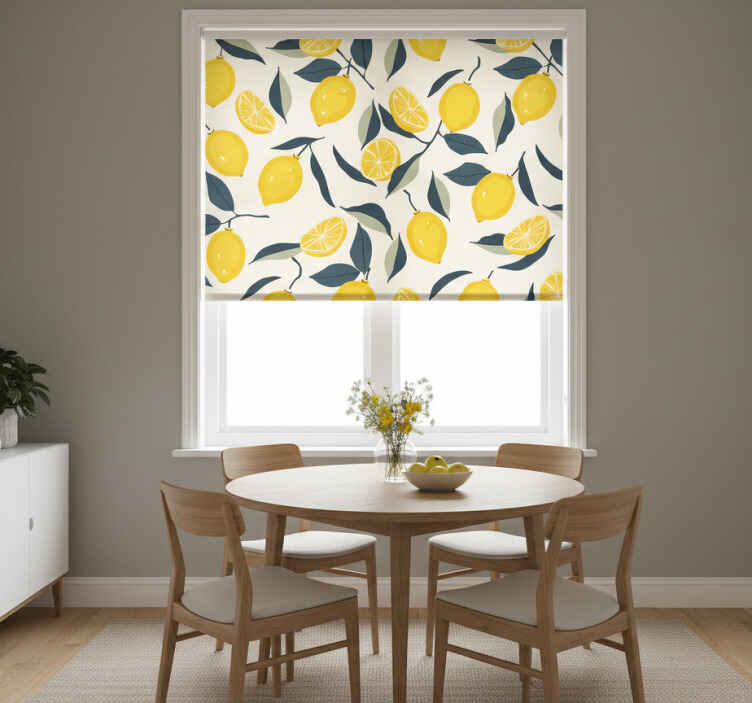 Sarı stor perde - limon deseni - TenStickers