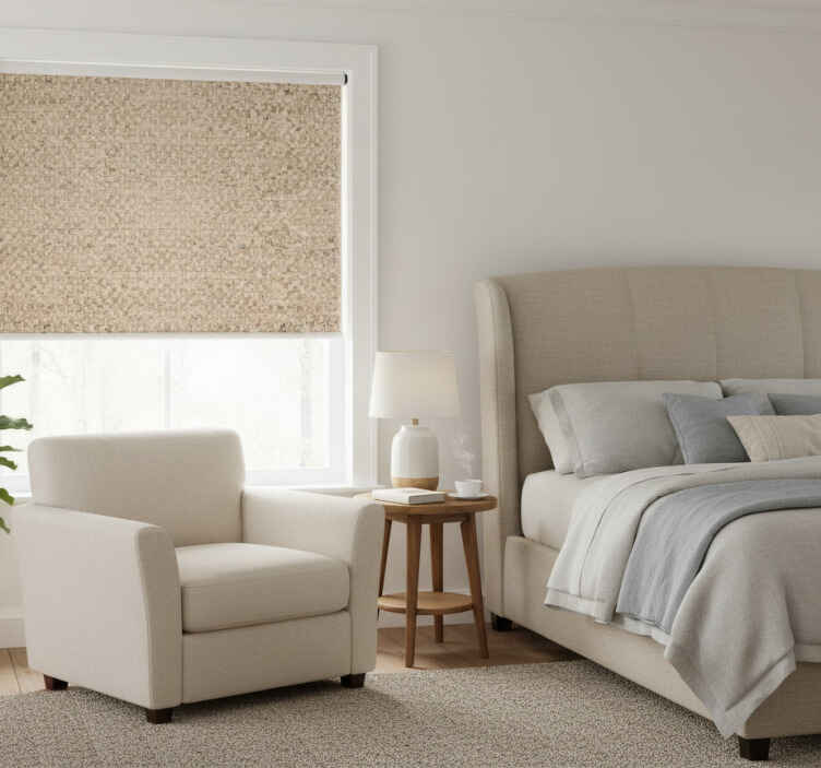 Persiana enrollable elegante de tela beige - TenVinilo