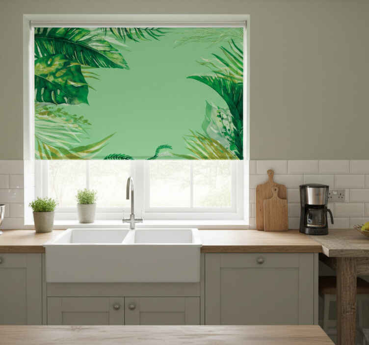 Kitchen roller blind hand painted banana leaves - TenStickers