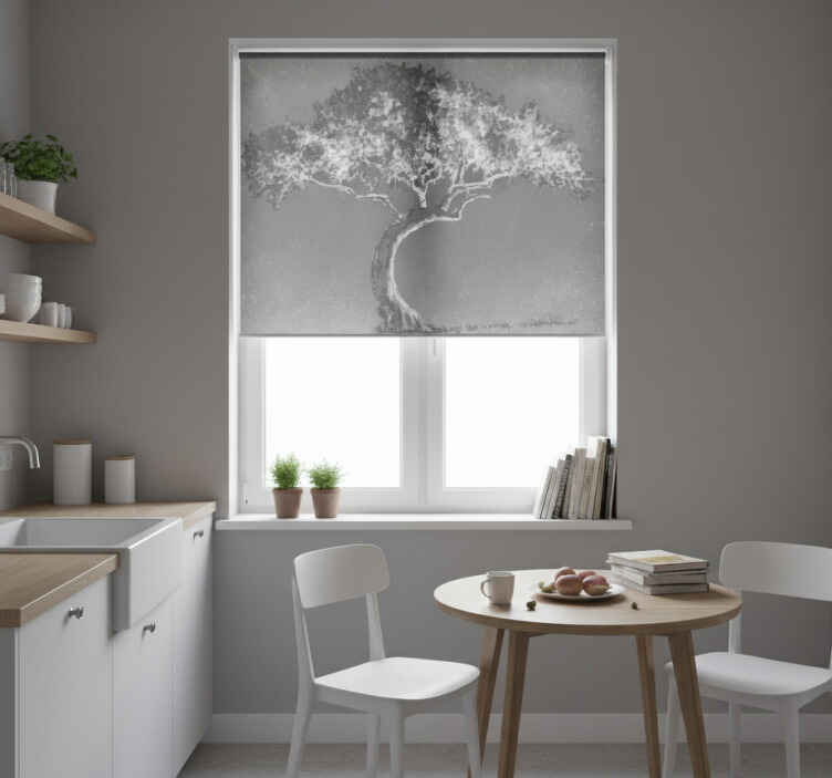 Küchenfenster rollo weidenbaum in skandinavischen farben - TenStickers