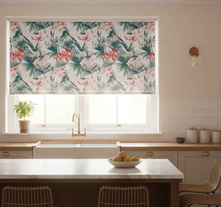 Persiana enrollable para cocina plantas y flores tropicales - TenVinilo