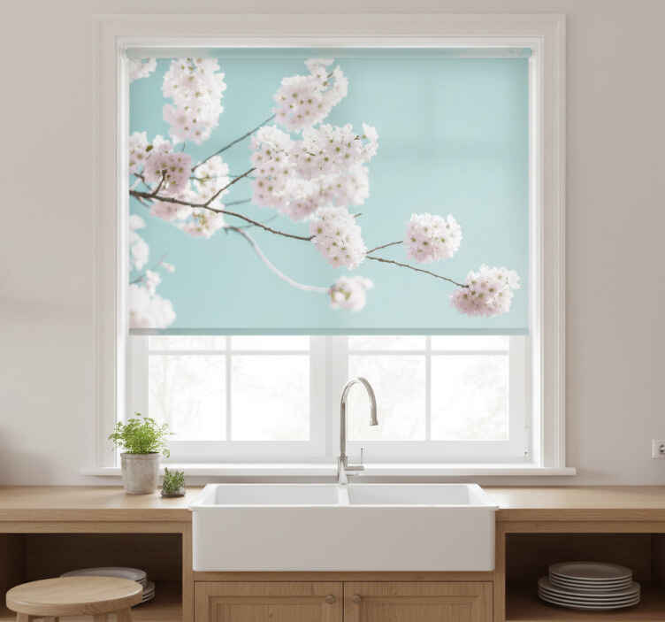 Küchenfenster rollo mit elegantem blumigen design - TenStickers