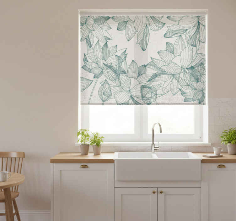 Persiana enrollable para cocina siluetas de flores - TenVinilo
