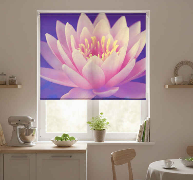 Kitchen roller blind pink lotus flower - TenStickers