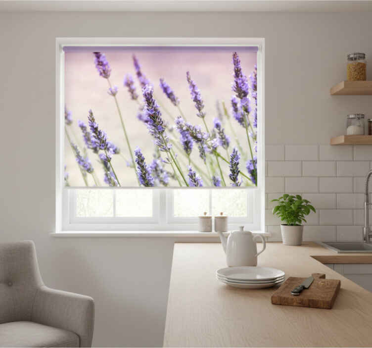 Store enrouleur cuisine bouquet de fleurs violettes - TenStickers