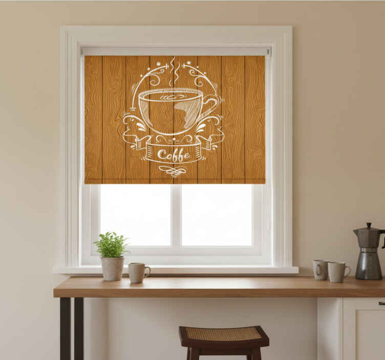 Kitchen roller blind with coffee wood panels - TenStickers