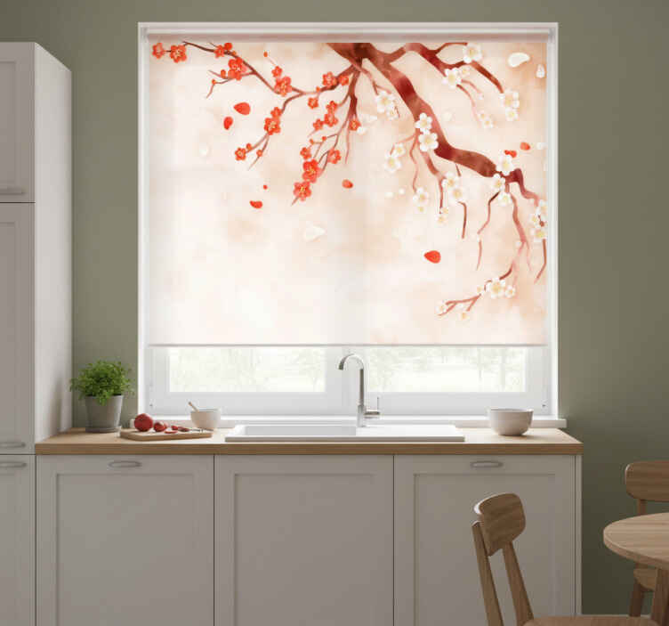 Kitchen roller blind with chinese tree design - TenStickers