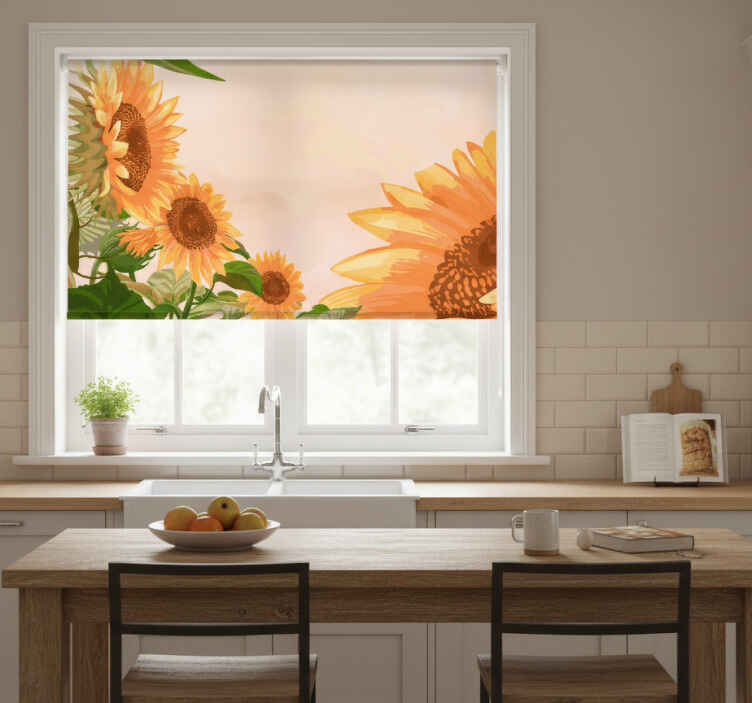 Store enrouleur cuisine tournesols peints - TenStickers