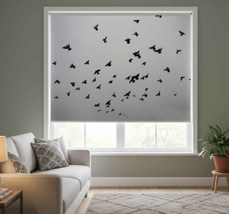 Store enrouleur blanc image esthétique d'oiseaux à l'ombre - TenStickers