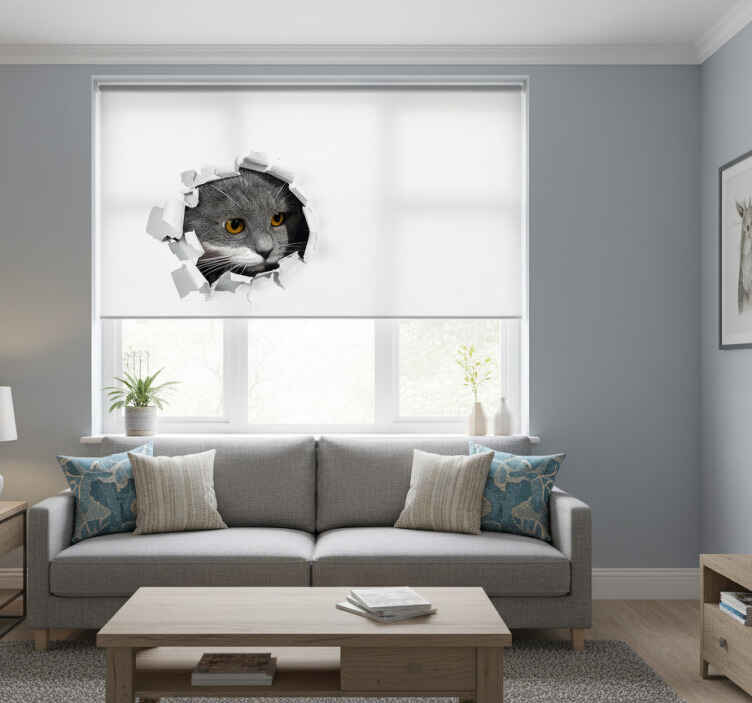 White window blind with adorable feline design - TenStickers