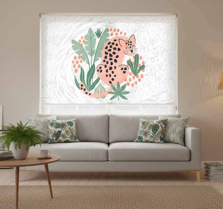 White window blind with tropical trees and tigers - TenStickers