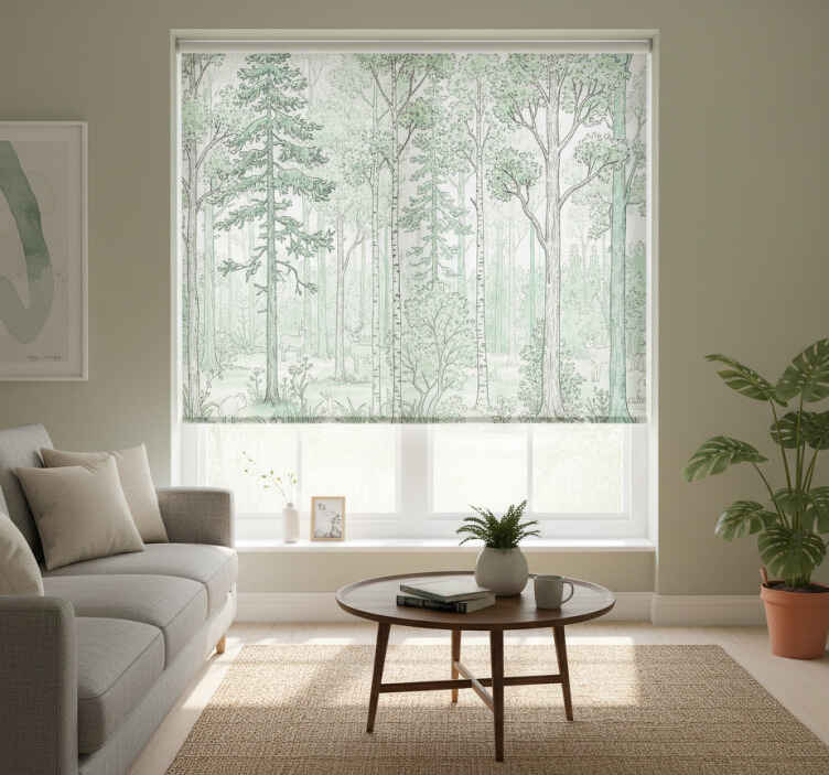 White blind mint woodland design - TenStickers