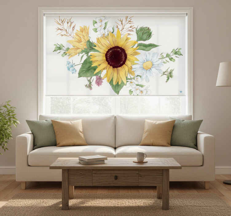 White blind sunflowers and daisy flowers - TenStickers