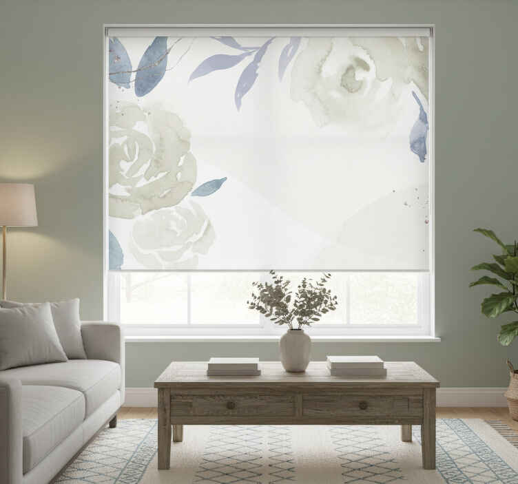 White blind with floral decor artistic illustration - TenStickers