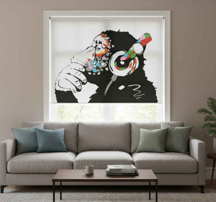 Living room blind inspired by banksy music - TenStickers