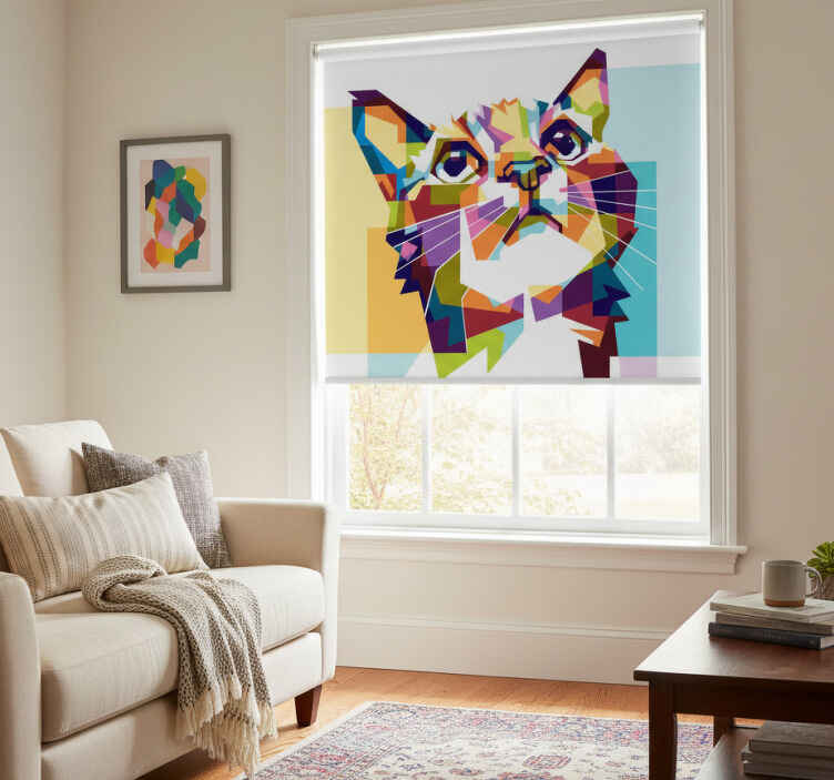 Persiana enrollable salón gatos de colores - TenVinilo