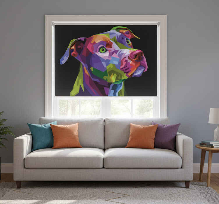 Living room blind multicolor modern pitbull dogs - TenStickers