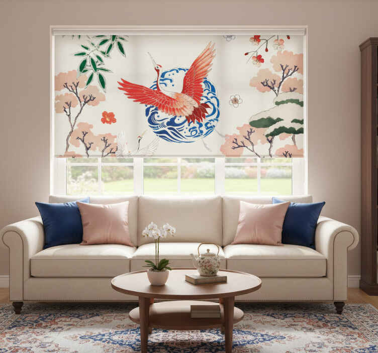 Persiana enrollable salón estilo chinoiserie - TenVinilo