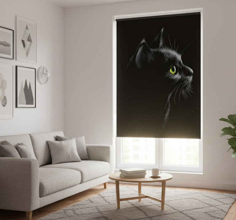 Living room blind green cat eyes - TenStickers