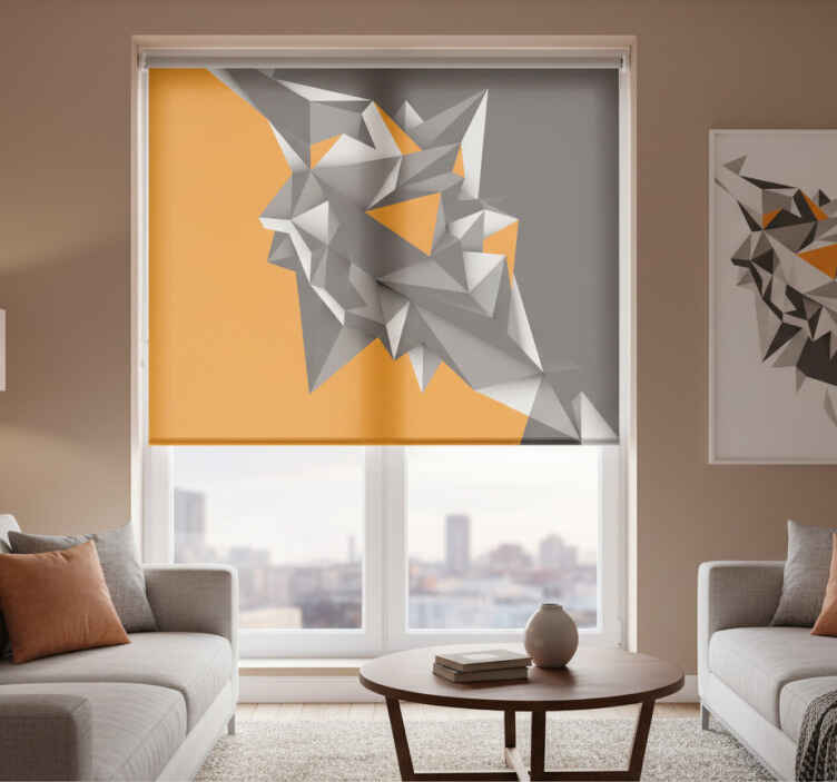 Living room blind with gray and orange abstract shapes - TenStickers