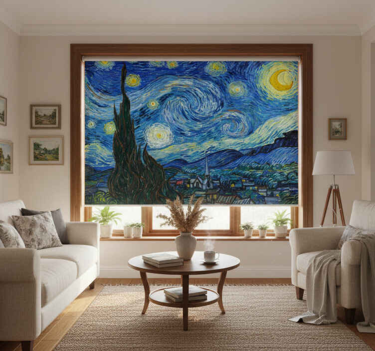 Persiana enrollable salón noche estrellada de van gogh - TenVinilo