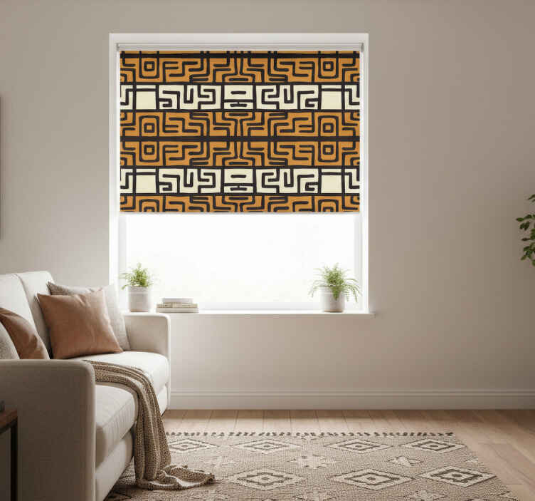 Living room blind african style art abstract brown pattern - TenStickers