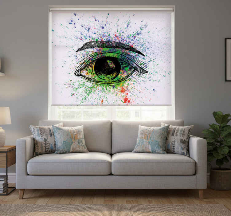 Living room blind with abstract colorful eyes - TenStickers
