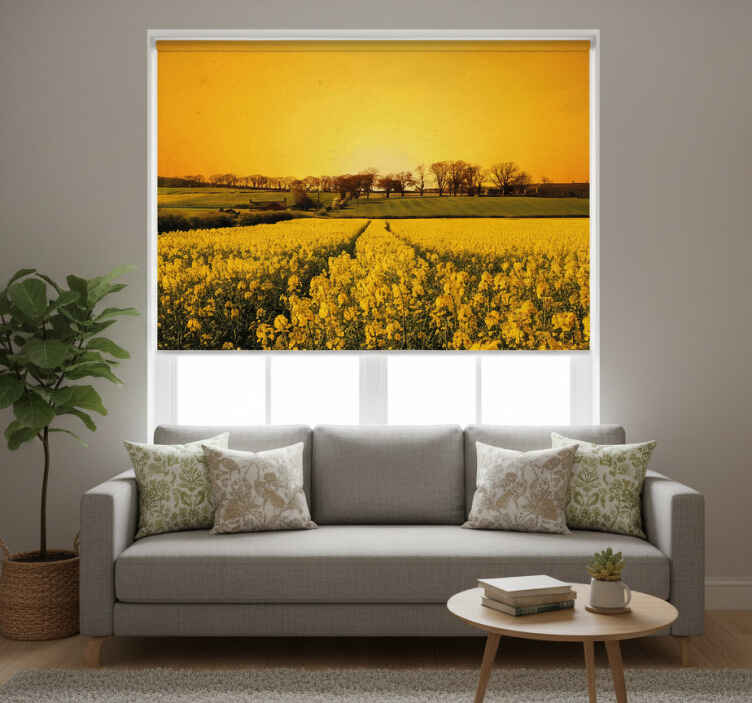 Living room blind yellow flower field design - TenStickers