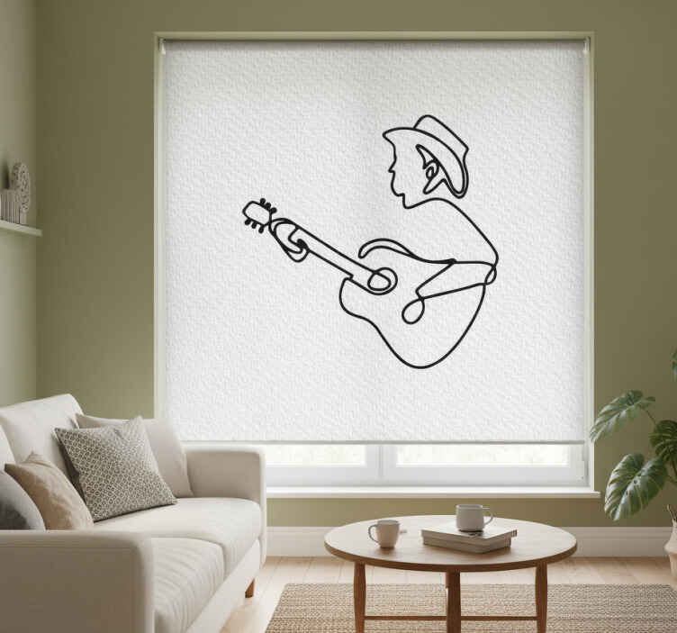 Oturma odası stor perde gitarist sevimli minimalist tasarım - TenStickers