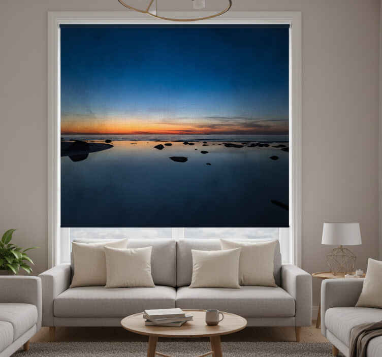 Living room blind nordic sunset by the sea - TenStickers