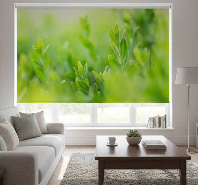 Store enrouleur bureau feuilles vert clair printemps - TenStickers